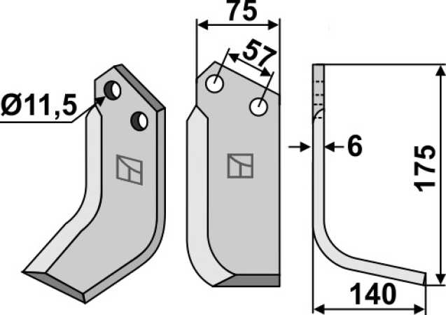 Fräsmesser 175x75mm, rechts